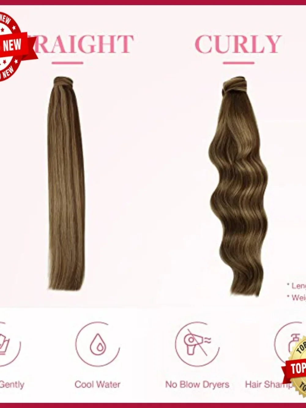 Long Straight Clip-In Ponytail Extension, Real Human Hair, 18 Inch